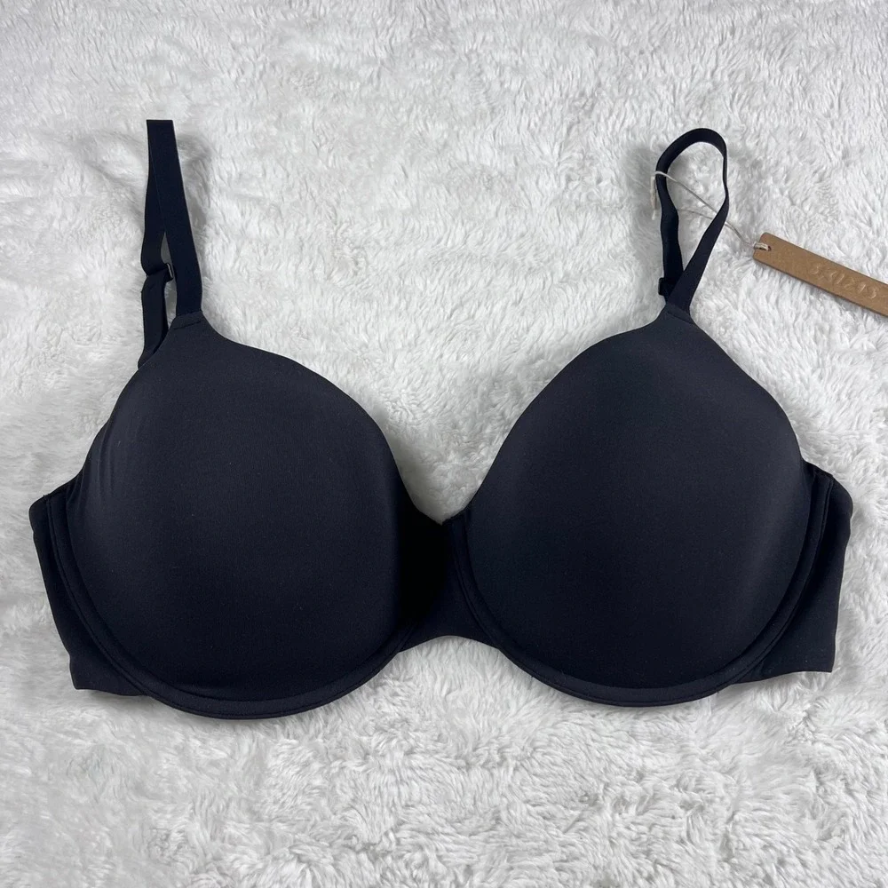 SKIMS‎ Women's Fits Everybody T-Shirt Bra Onyx Black BR-UWR-2294 Size 34DDD NWT - Picture 4 of 12